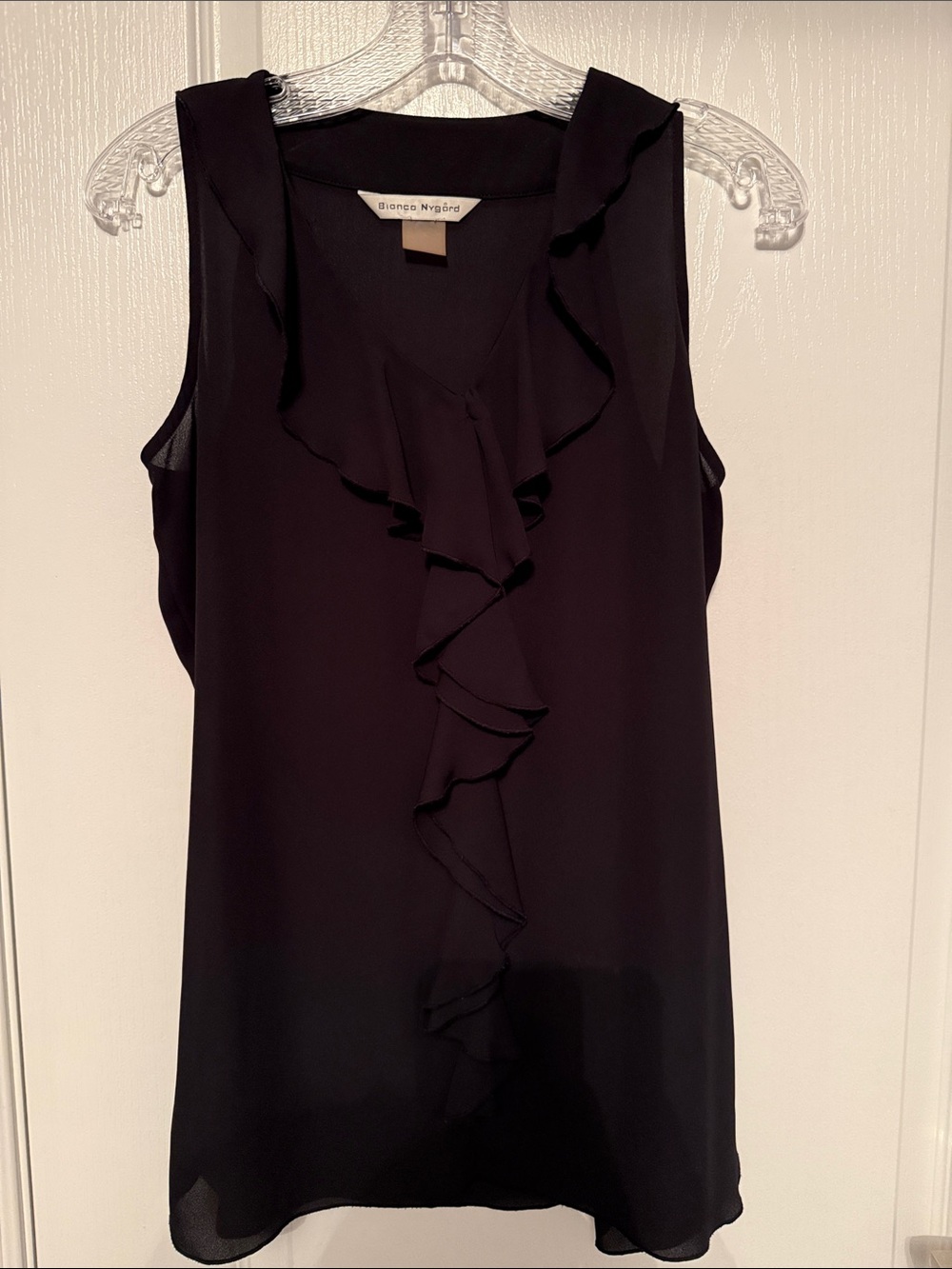 Sleeveless Ruffle Front top - Black
